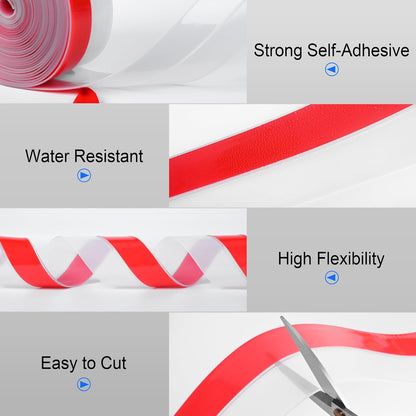 ToLanbbt Weather Stripping Silicone Door Seal Strip 2 in x 20 ft Door Draft Stopper Self Adhesive Door Draft Tape, Side & Bottom Gaps Insulation Strip for Glass Shower Door Sliding Door Window, Black