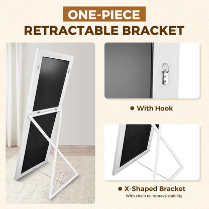Solid Wood Full Length Mirror - 65"x22" Arched Floor Mirror, Free Standing & Wall Mounted - Elegant Design for Bedroom, Dressing Room, Hallway, Brown