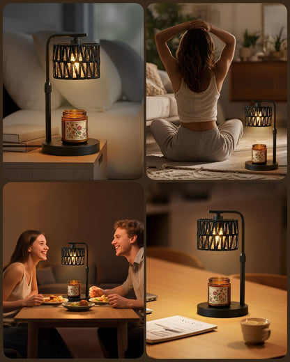 Candle Warmer Lamp with Timer Dimmer, Height Adjustable Modern Farmhouse Candle Warmer, Electric Candle Lamp Warmer with 2 Bulbs, Birthday Gifts for Women Mom, Gift for Home Decor