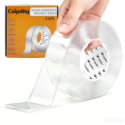 Double Sided Tape Heavy Duty for Wall Decor No Damage to Paint,Clear Removable Mounting Tape,Nano Two Sided Adhesive Tape,Picture Hanging Strips for Posters,Stickers - 3Rolls,Total(1.18in*20FT)