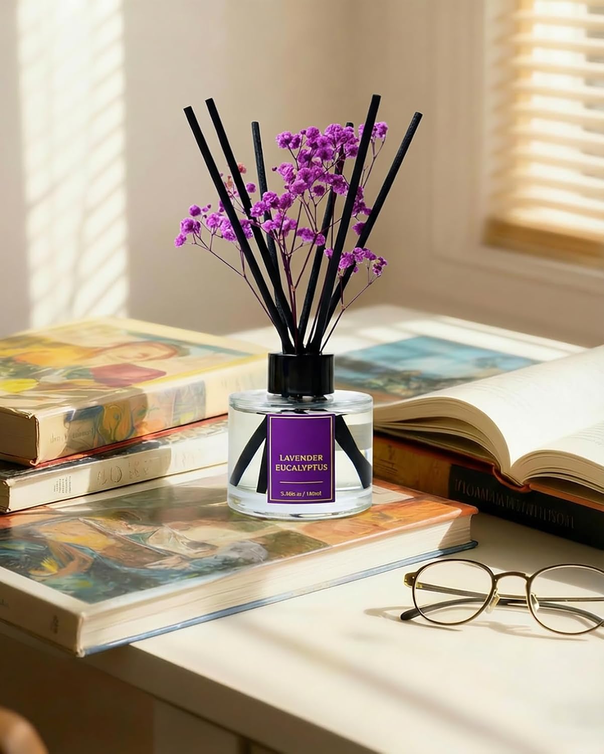 Reed Diffuser Set-Lemon Verbena Scent Fragrance Oil Diffuser with 6 Reed Sticks | Home & Bedroom Bathroom Decor,3.38 fl oz (100ml)