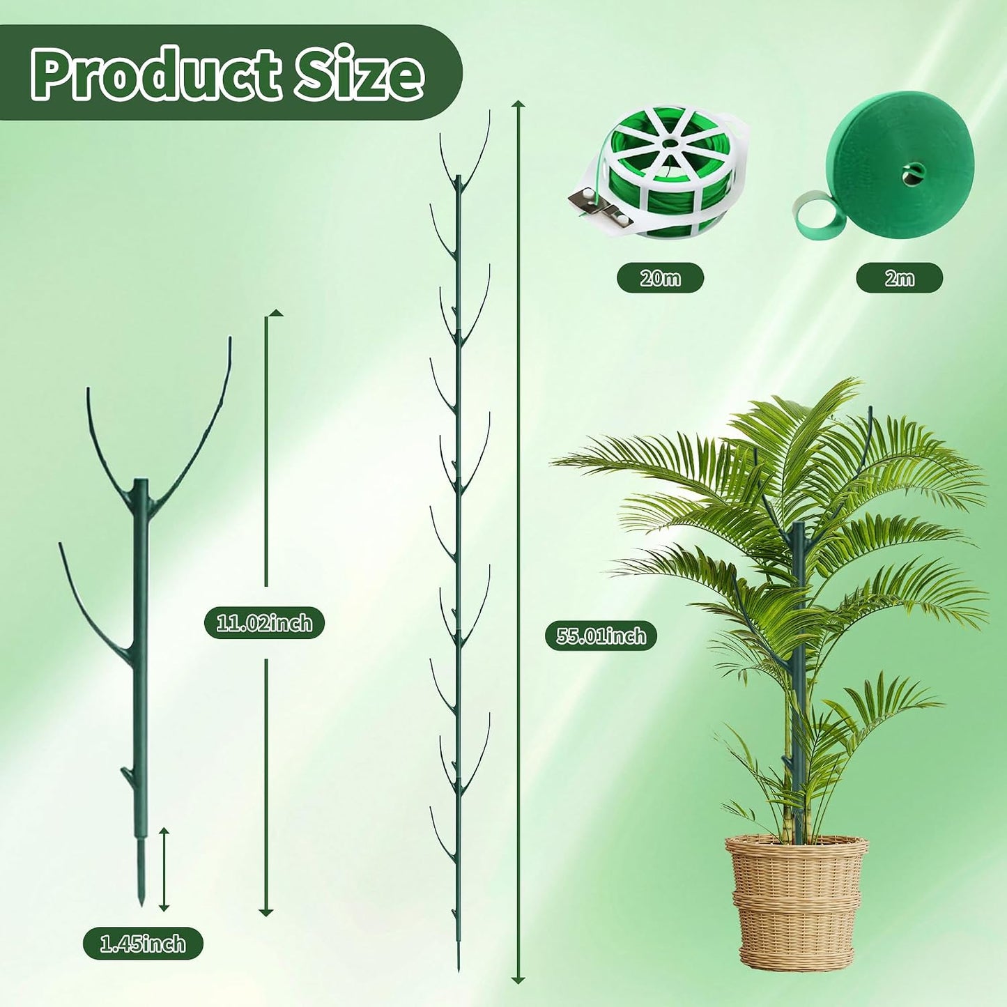 10 Pack Stackable Plant Monstera Support Stakes Heavy Duty Adjustable Garden Support Stakes for Indoor Outdoor Climbing Plants, Potted Plants, Vine, Tomato, Flower, Reusable Plant Holders