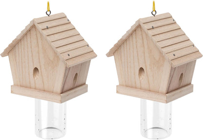 GRTRE 4 Pack Wood Carpenter Bee Trap for Outside - Nature Chalet Style Carpenter Bee Traps Outdoor Hanging