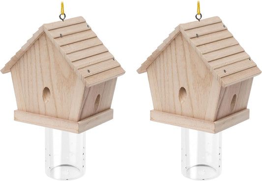 GRTRE 4 Pack Wood Carpenter Bee Trap for Outside - Nature Chalet Style Carpenter Bee Traps Outdoor Hanging