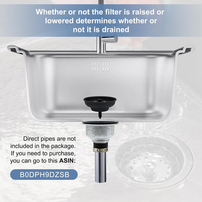 ZM Kitchen Sink Stainless Steel Basket Strainer with Drain Assembly, 3-1/2 Inch Sink Drain Stopper Plug