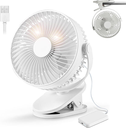 Clip on Fan Rechargeable, 8-Inch Battery Operated Desk Fan, USB Fan,5 Speeds, Strong Airflow, Sturdy Clamp for Golf Cart Office Desk Outdoor Travel Camping Tent Gym Treadmill,Black