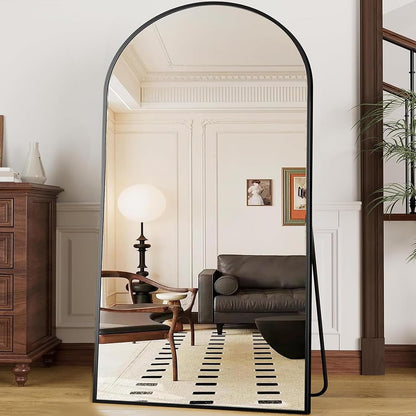 OGCAU Floor Full Length Mirror, 56"x20" Arched Full Body Mirror, Hanging or Leaning, Standing, Wall Mounted with Aluminum Frame for Bedroom Living Room, White