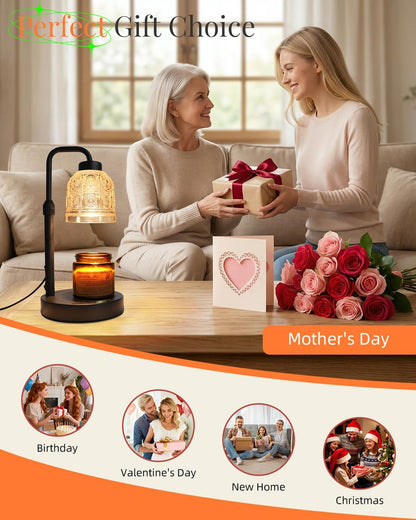 AIFEI Candle Warmer Lamp with Timer, Dimmable Adjustable Height Candle Lamp, Birthday Gifts for Women Mom Sister Friends, House Warming Gifts New Home, Candle Lamp Warmer with 2 Bulbs - CoalBlack