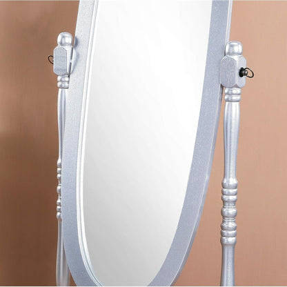 GTU Furniture Swivel Adjustable Full-Length Oval Wood Cheval Stand Floor Mirror(Pink)