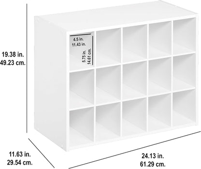 ClosetMaid 15 Cube Stackable Storage Organizer for Shoes, Bags, Crafts, Hobbies with Wood Shelves, for Closet, Entryway or Mudroom, Espresso