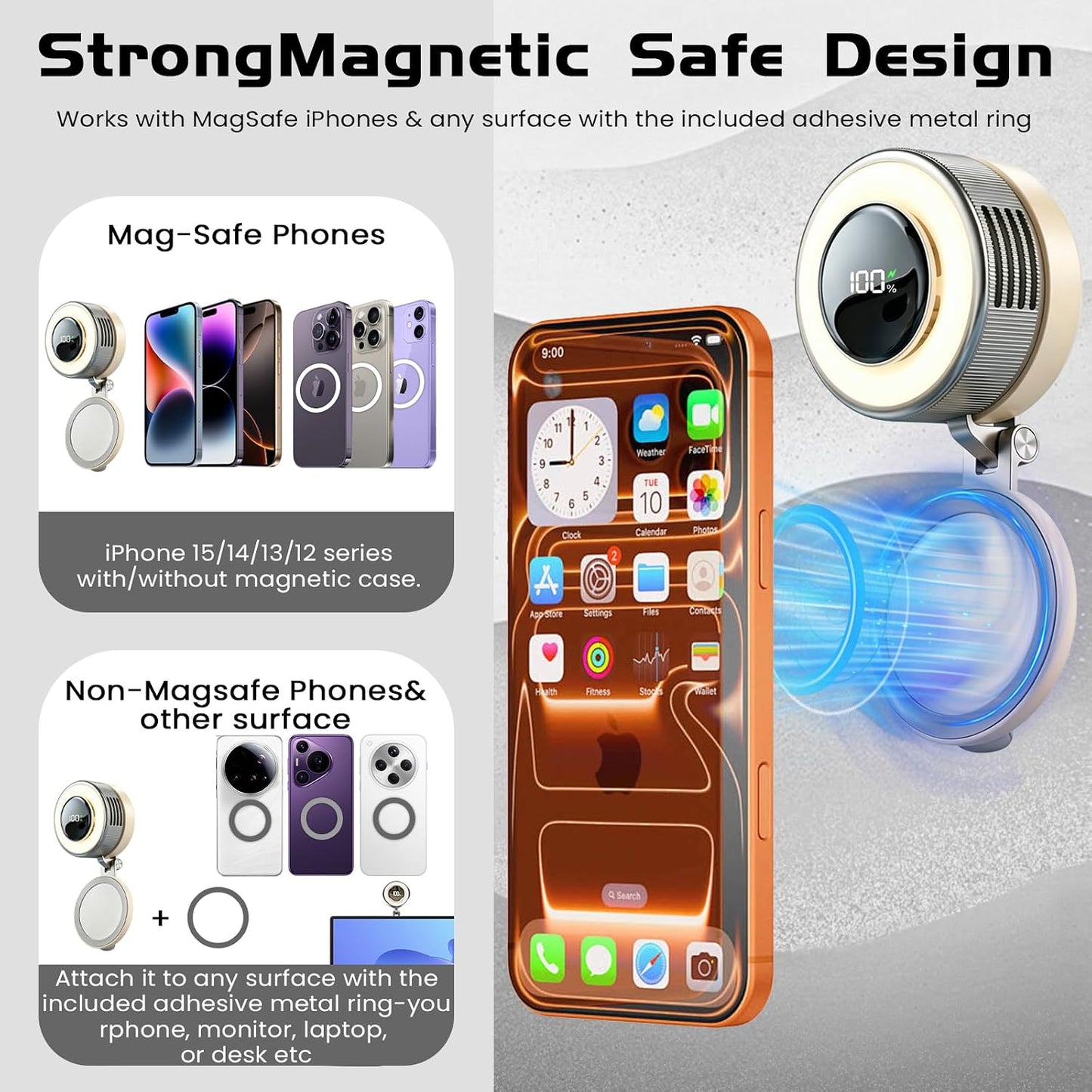 Portable Clip-On Fan, Mini USB Rechargeable 360° Rotatable Fan, Personal Fan 3-Speed Silent Mini Bladeless Fans