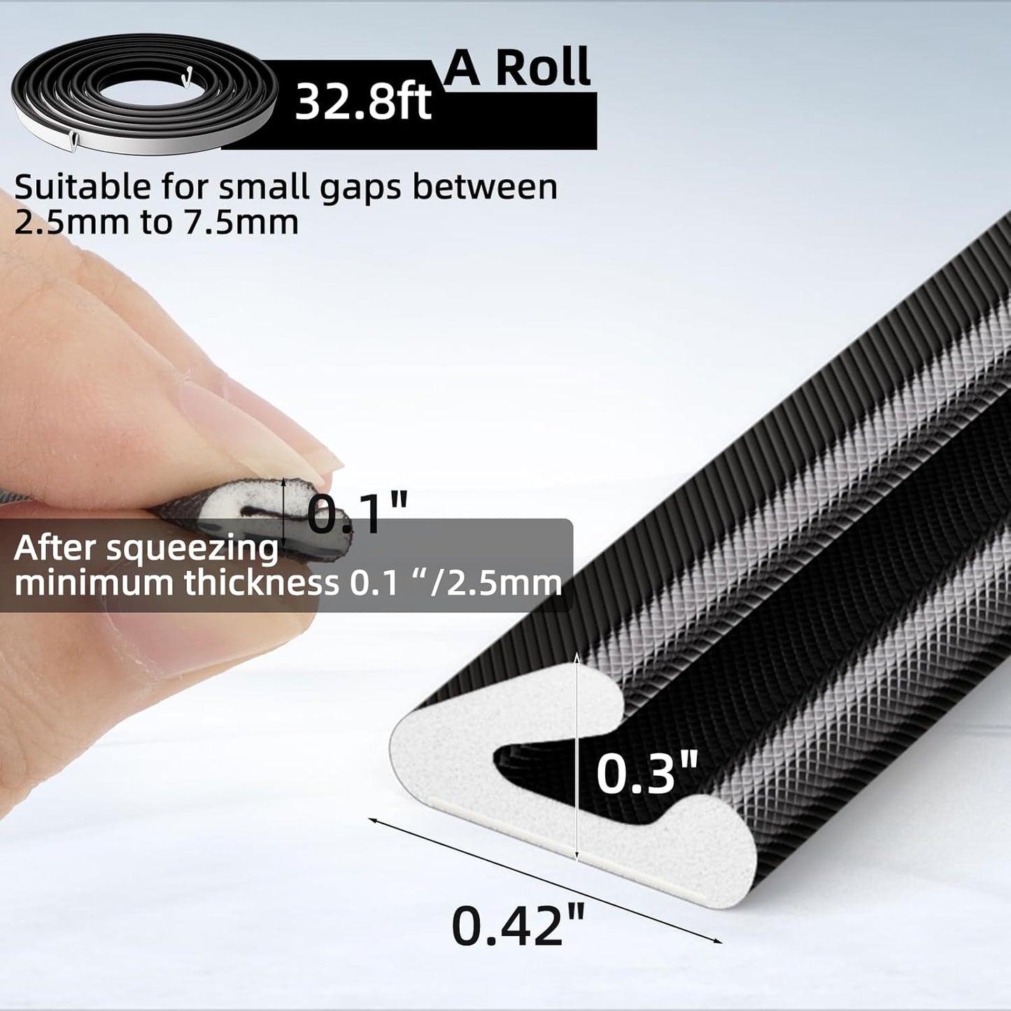 1 Pack*19.6 Ft Self-Adhesive V Shape Foam Window Weather Stripping Door Seal Insulation Strip for Winter, Soundproof Exterior Front Frame Gap Filler, Draft Stopper Tape Noise Light Blocker (White)