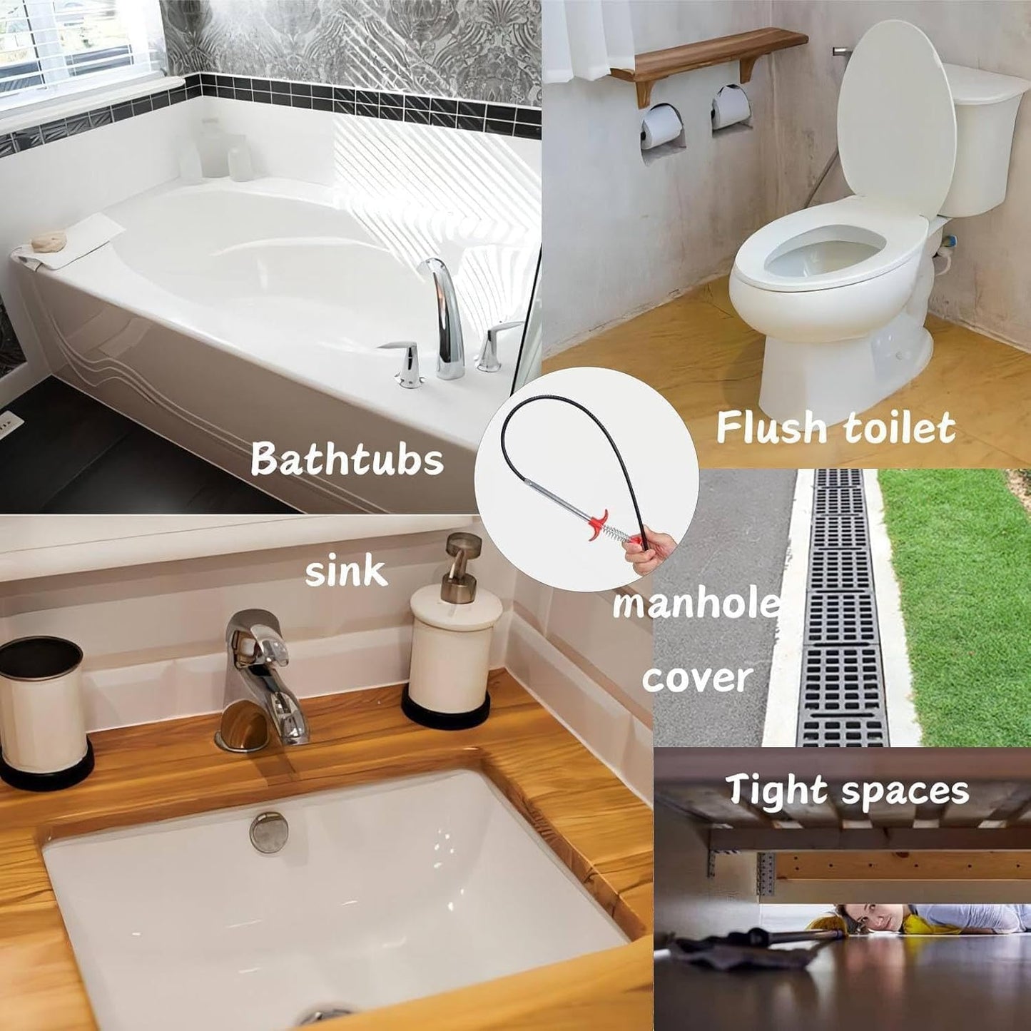 Drain Snake,79 inch Flexible Grabber Claw Pick Up Reacher Tool,Drain Clog Remover - Gutter Cleaning Tools for Home Sink, Bathroom Tub,Drain, Toilet, Tight Spaces