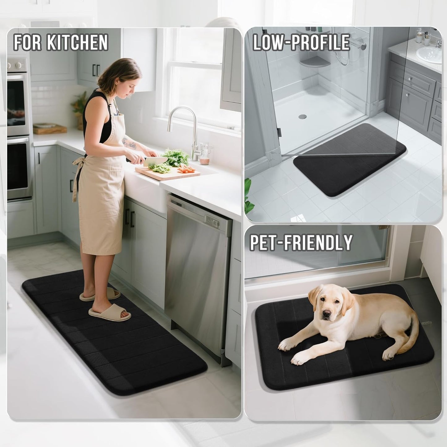 Yimobra Memory Foam Bath Mat, Super Soft Absorbent Bathroom Rug Non Slip, Quick Dry, Machine Washable Floor Carpet for Tub Shower, Home Decor Accessories, 24x17, Grey