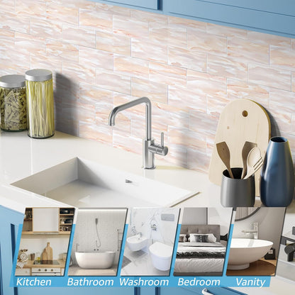 Art3d 102-Piece Peel and Stick Wall Tile for Kitchen Backsplash, Bathroom, Fireplace, 3in. × 6in. Stick on Subway Tile, Glossy White