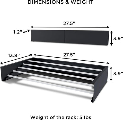 Step Up Laundry Drying Rack (28-INCH White), Wall Mounted, Retractable Clothes Drying Rack, 40lbs Capacity, 11.6 Linear Ft, with Wall Template and Long Screwdriver Bit