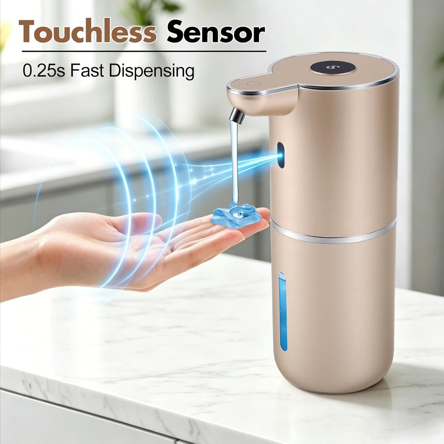 Automatic Soap Dispenser, Hand Soap Dispenser 12.8oz/380ml Smart Rechargeable, Liquid Touchless Soap Dispensers with 6-Level, Wall Mounted or Countertop Dish Soap Dispensing for Bathroom & Kitchen