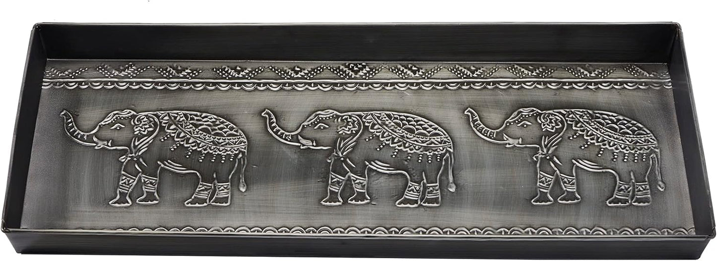 HF by LT Birch Forest Pattern Metal Boot Storage Tray, 30 x 13 inches, Antique Copper Finish