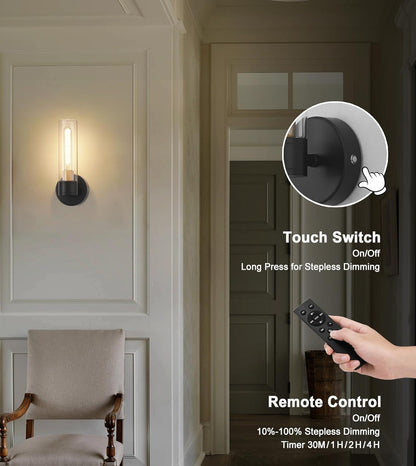 SANTOSTOCK Gold Battery Operated Wall Sconce Set of 2, 12000mAh Rechargeable Wall Lights with Remote Control, Wireless Dimmable Wall Lamps for Bedroom Living Room Bathroom Hallway Stairwell