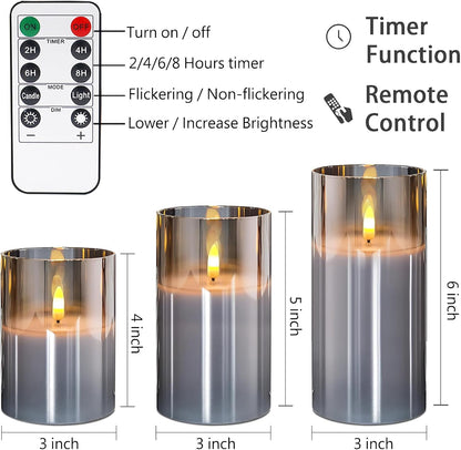 VIEWELLD Flickering Flameless Candles with Remote and Timer, Realistic LED Candles, Battery Operated Candles for Christmas Home Wedding Birthday Decoration, Real Wax Set of 3(Ivory White)