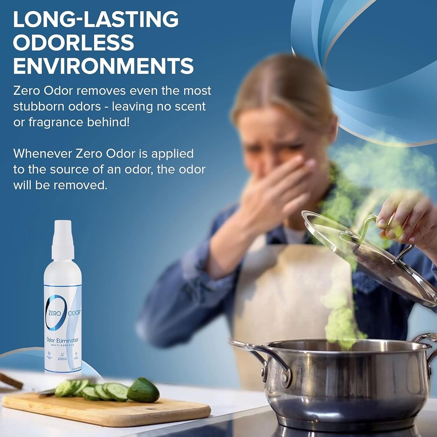 Zero Odor – Multi-Purpose Odor Eliminator - Air & Surface Odor – Patented Technology for Bathroom, Kitchen, Fabric, Closet- Smell Great Again, 16oz