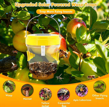 Wasp Traps Outdoor Hanging, Wasp Trap Solar Powered, Bee Traps for Outside, Yellow Jacket Trap Hornet Trap Bee Wasp Catcher for Garden Patio Yard Orchard, 4 Packs