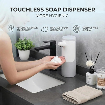 Foaming Soap Dispenser, Touchless & Rechargeable, Fingerprint-Resistant Matte Finish, Automatic Foam Soap Dispenser for Bathroom & Kitchen Countertop