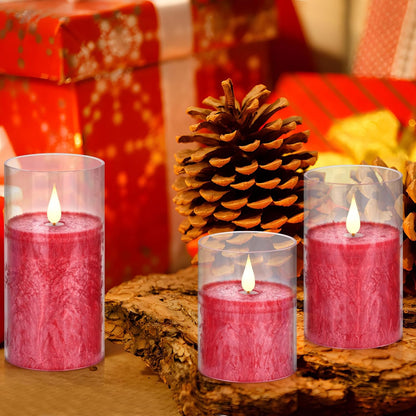 Flameless Flickering Battery Operated Candles D2.2''*H4 5" 6" 7" 8" 9" Set of 9 Ivory Real Wax Pillar LED Candles with 10-Key Remote and Cycling 24 Hours Timer (Ivory)
