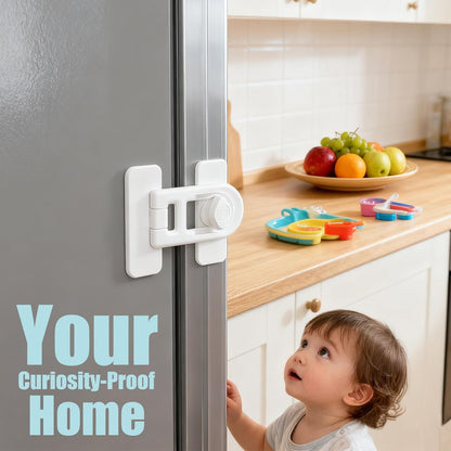 Child Safety Locks (2 Pack) – No-Tool Install, Baby Proof Locks for Cabinets, Drawers, Fridge – Strong Adhesive, Hard to Break by Toddlers, Safety Material – Universal Fit for Wood, Metal