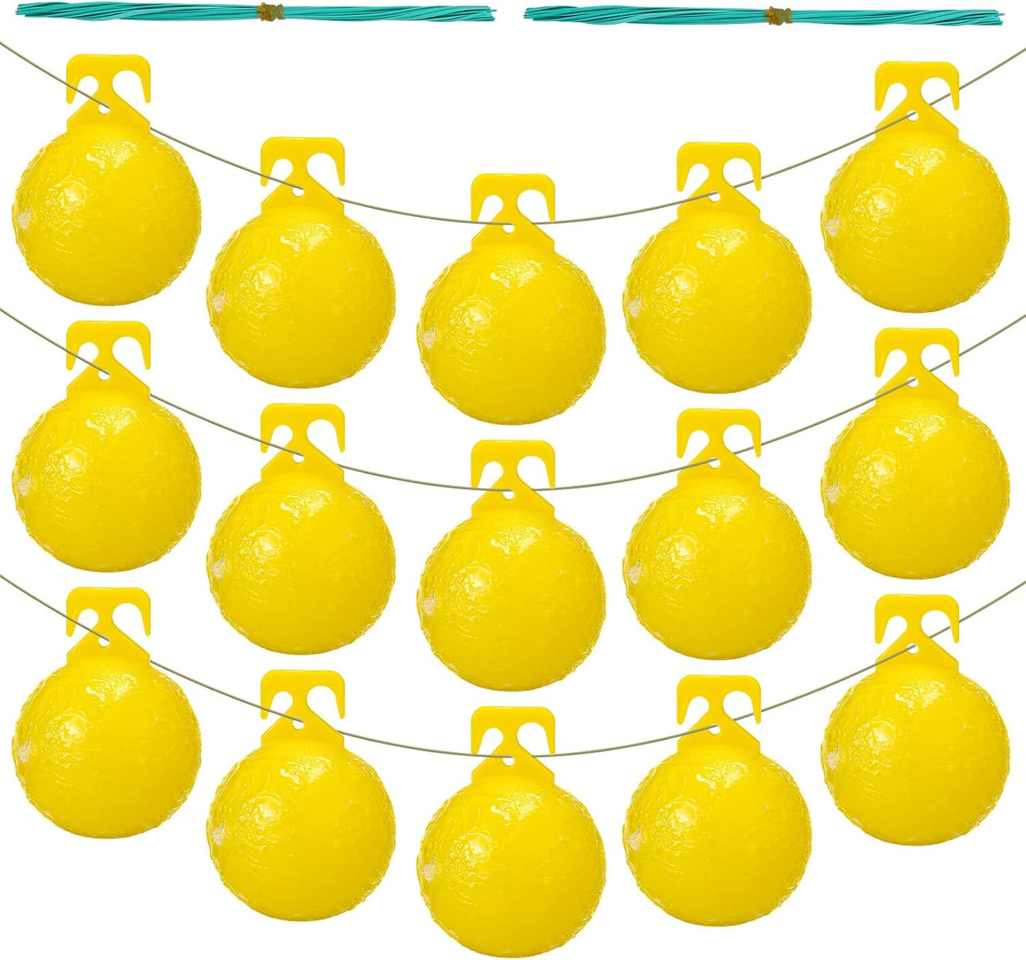 Qualirey 10 Pcs Sticky Fruit Fly Trap Ball Adhesive Fly Catching Ball Sticky Glue Fly Gnat Wasp Hornet Mosquito Bugs Flying Insects Trap Ball Traps (Yellow)