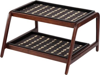 Anji Mountain Heavy Duty Waterproof Wooden Shoe Storage Mat Organizer/Boot Storage Tray Multi Use for Entryway with Coir, Gray and Ivory Insert, 1 Tier, Fits 2 Pair (26.5" Wide)