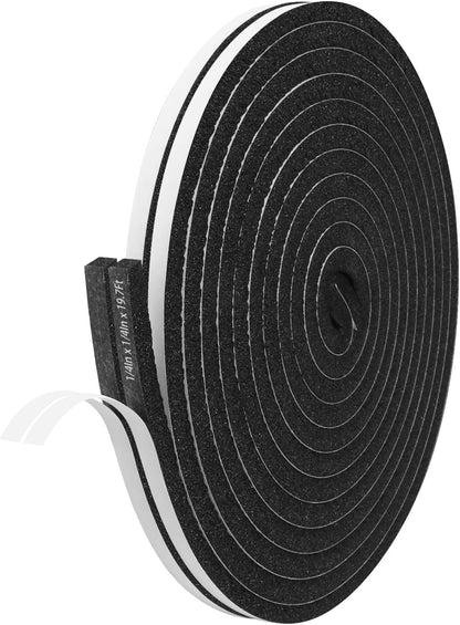 Storystore Weather Stripping Door Seal Strip, 1/2In x 1/4In x 16.5FT Self Adhesive Foam Tape for Door Window Insulation Soundproofing Weatherstrip, High Density Foam Seal for Doors Windows Furniture
