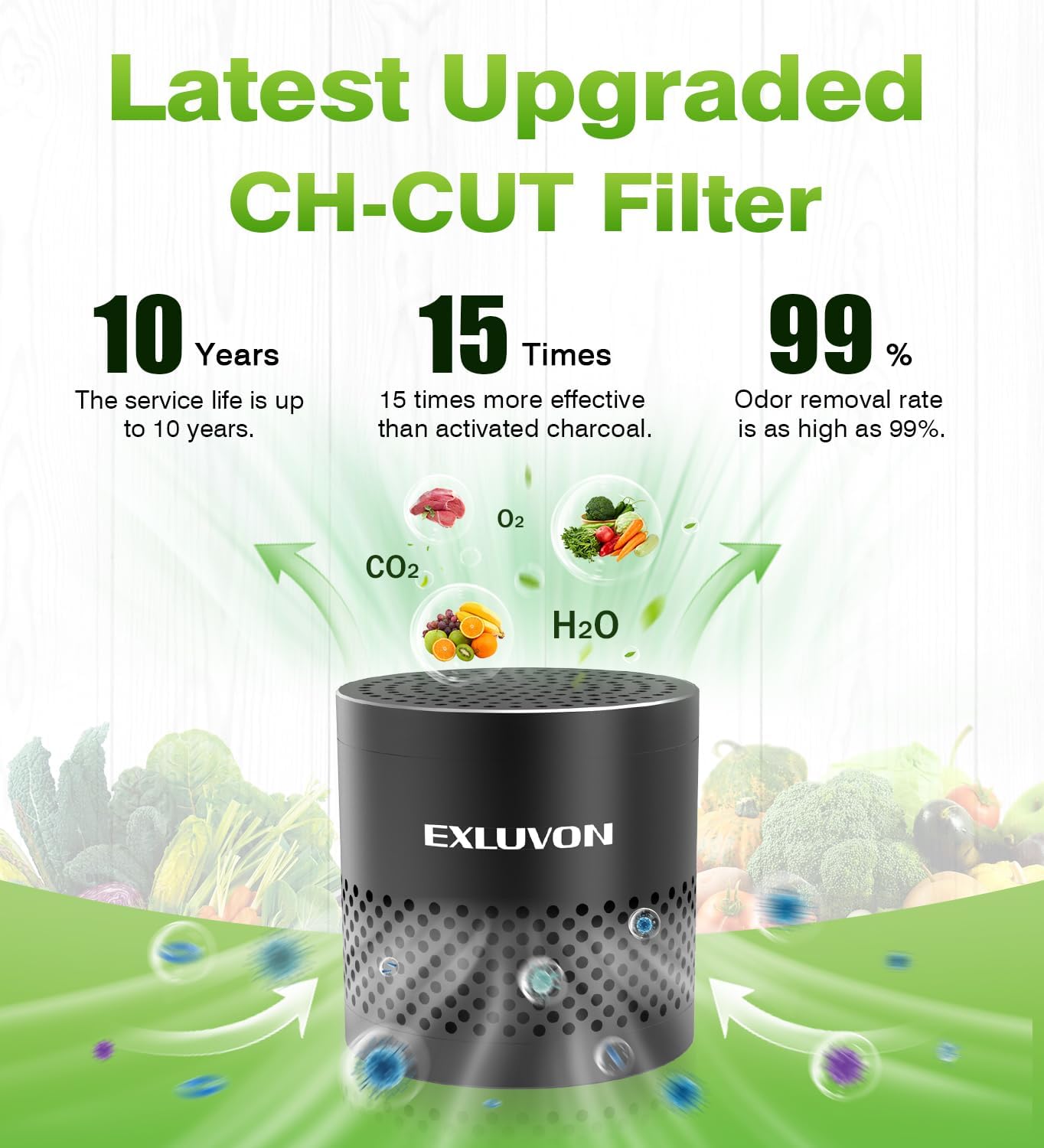 Refrigerator Deodorizer, Fridge Odor Eliminator Lasts for 10 Years, Household Essentials Fridge Smell Eliminator, More Effective Than Baking Soda and Bamboo Charcoal Air Purifying Bag, Black