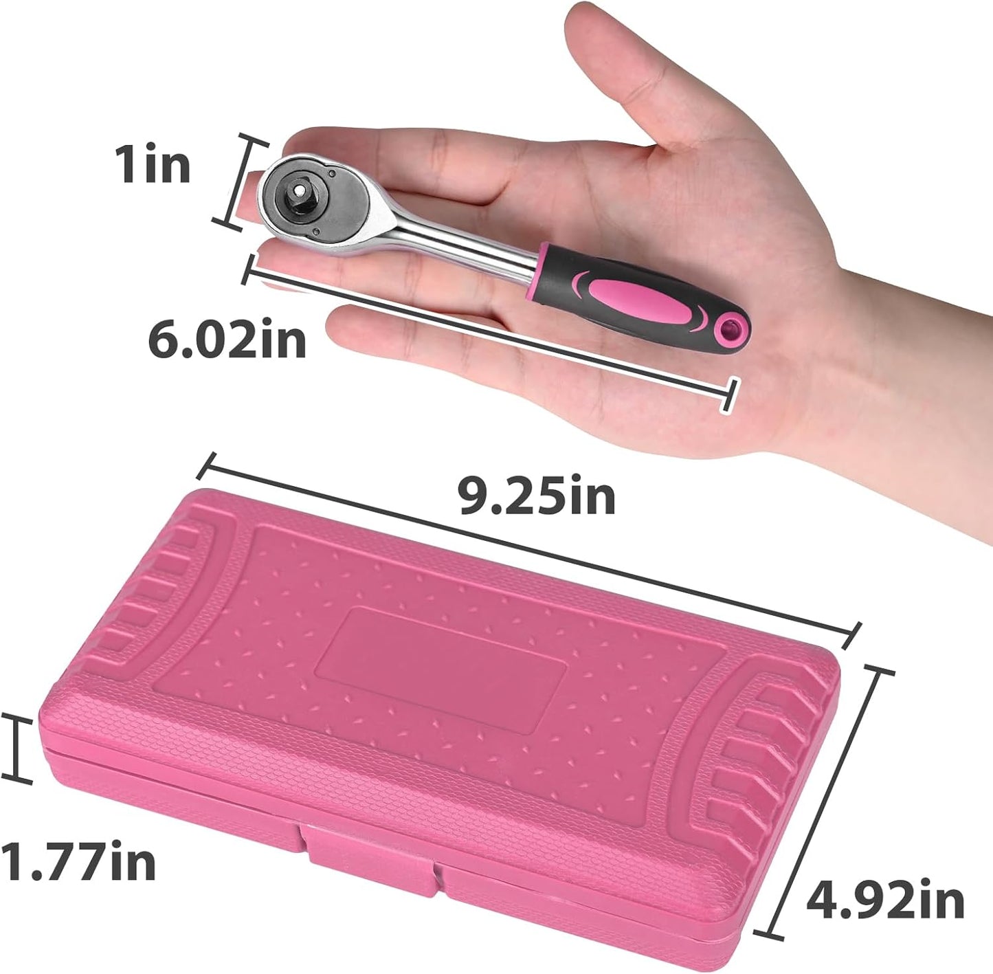 Egofine 46 Pieces 1/4 inch Drive Socket Ratchet Wrench Set, with Bit Socket Set Metric and Extension Bar for Auto Repairing and Household, with Storage Case