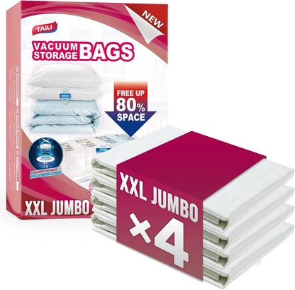 TAILI 8 Pack Vacuum Storage Bags, Jumbo Size (31×40 inch), Vacuum Seal Bags for Clothing, Bulky Bedding, Comforter, Blankets, Pillows, Space Saver Packing