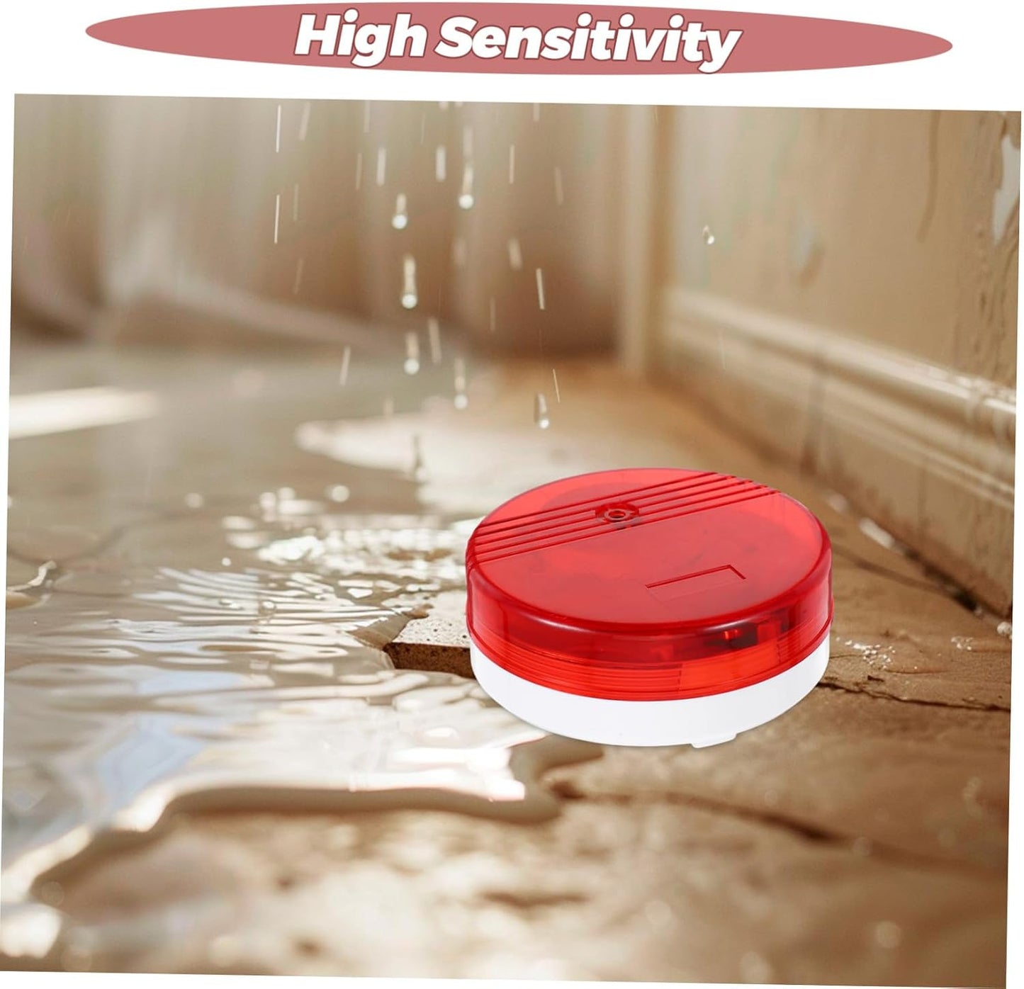 Water Leak Detector Sensor with Sound and Light Alarm for Basement Under Sink Bathroom Easy Use No Installation Needed Household Leak Prevention Device