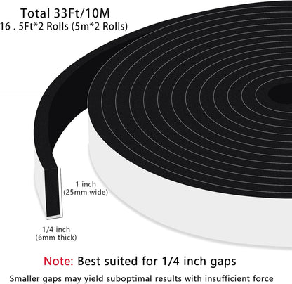 Upgraded Strong Adhesive Foam Weather Stripping Door Seal Insulation Tape for Insulating Door,Window, Air Conditioner Noise-Reduction Self Adhesive Sealing Weatherstrip (1 in x 1/2 in x 10 Ft) - Colors B