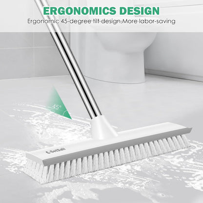 SetSail Floor Scrub Brush with 51-Inch Long Adjustable Handle 2 in 1 Scrape Brush Stiff Bristle Floor Scrubber for Cleaning Shower Bathroom Garage Kitchen Wall Deck Tub Tile