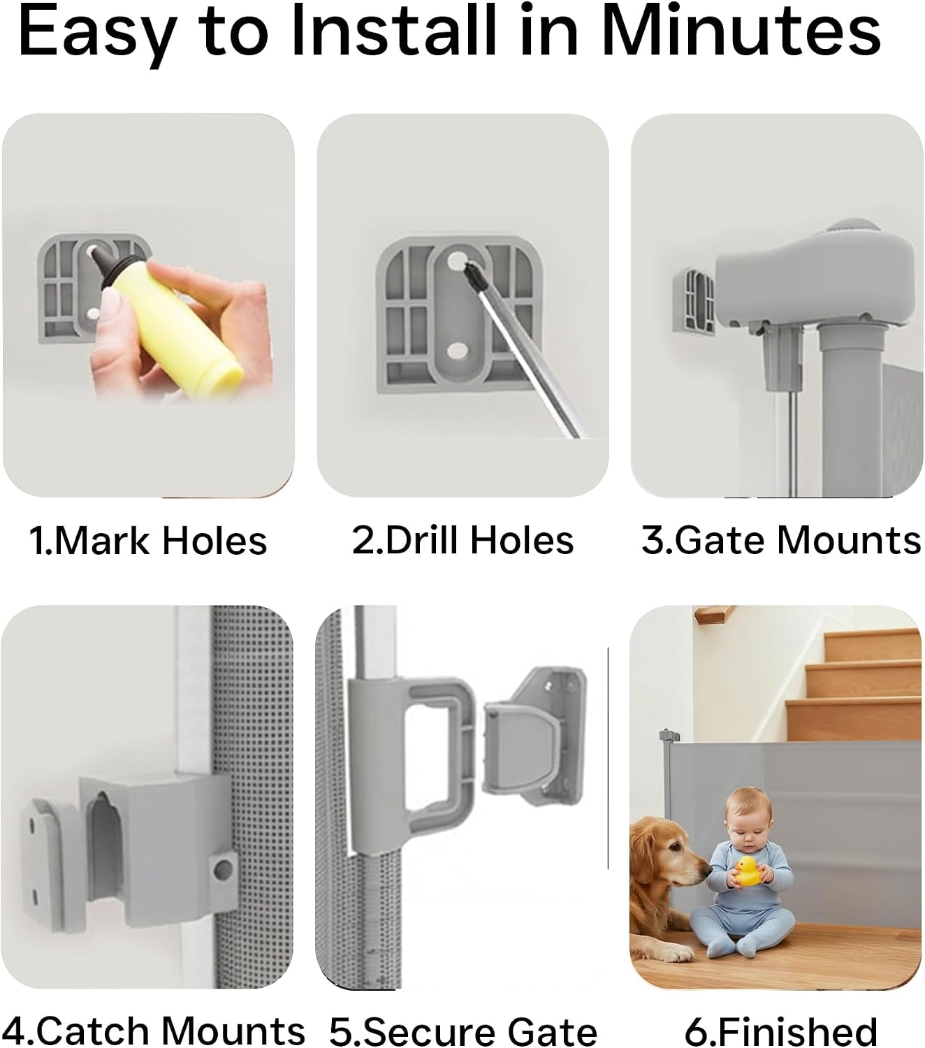 236 Inch Extra Wide Retractable Baby Gate,Mesh Baby Gate or Mesh Dog Gate,34" Tall,Child Safety Gate for Doorways, Stairs, Hallways, Indoor or Outdoor