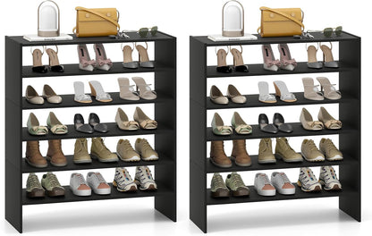 Giantex 3-in-1 Vertical Shoe Rack, 6-Tier Free Standing Shoe Storage Organizer w/Stackable Design for 18 Pairs, 31 Inch Wide Wood Shoe Shelf for Closet, Entryway, Living Room, Office, Brown