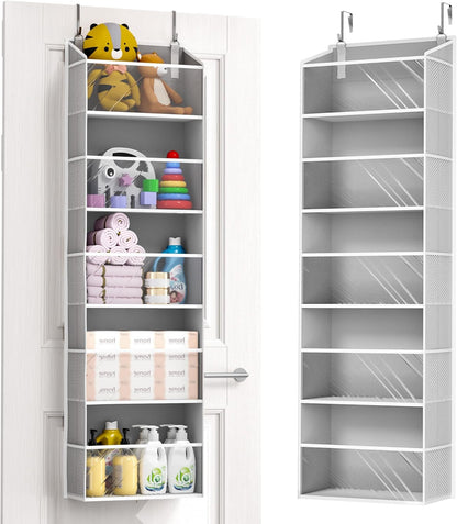 ULG Over the Door Organizer, 5-Tier Extra Large Hanging Storage with 10 Mesh Pockets, 100 lbs Capacity, Heavy Duty Door Organizer for Closet, Bedroom, Nursery Storage, Beige