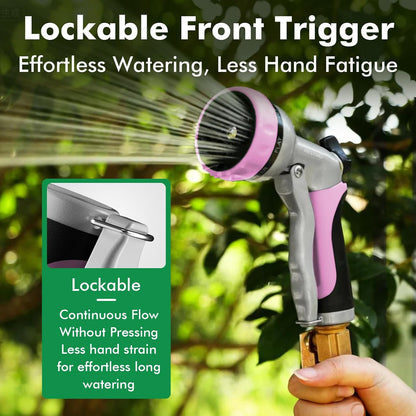 RESTMO Garden Hose Nozzle, Heavy Duty Metal Water Hose Nozzle with 7 Adjustable Spray Patterns, High Pressure Hand Sprayer with Flow Control for Watering Plants & Lawns, Washing Cars & Pets
