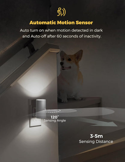 L LOHAS LED Motion Sensor Night Light, Dimmable Night Lights Plug into Wall, Plug in Nightlight, Motion Sensor Light Indoor for Bathroom Hallway Bedroom Stairs Kids Elderly [3000K,2 Pack]