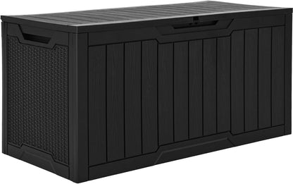 YITAHOME 95 Gallon Outdoor Storage Deck Box | Waterproof Resin Deck Box w/Handles, Lockable Outdside Deck Box for Patio Furniture, Garden Tools, Lockable & UV