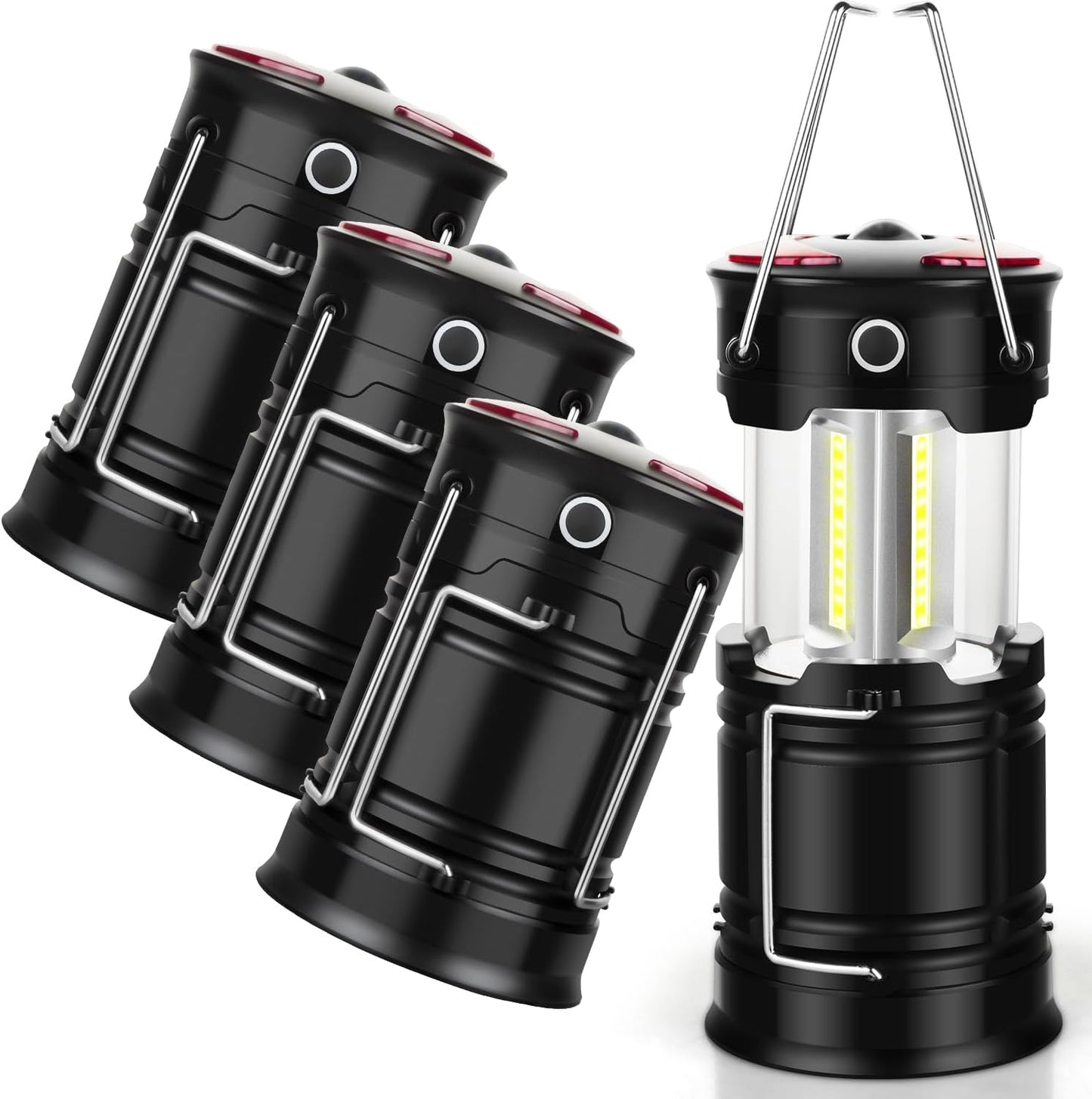 2 Pack Camping Lanterns Camping Accessories USB Rechargeable and Battery Powered 2-in-1 LED Lanterns, Hurricane Lights with Flashlight and Magnet Base for Camping, Hiking, Emergency, Outage