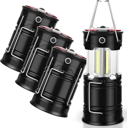 2 Pack Camping Lanterns Camping Accessories USB Rechargeable and Battery Powered 2-in-1 LED Lanterns, Hurricane Lights with Flashlight and Magnet Base for Camping, Hiking, Emergency, Outage