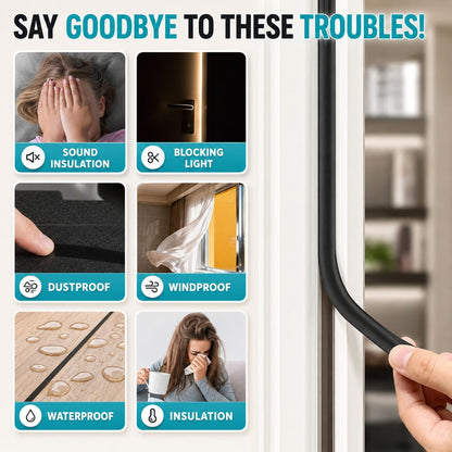 20FT Weather Stripping Door Seal - Self Adhesive Weather Insulation Strip Weatherstripping Silicone D Shaped Seal Strip Door Frame Gap Filler/Window Soundproofing