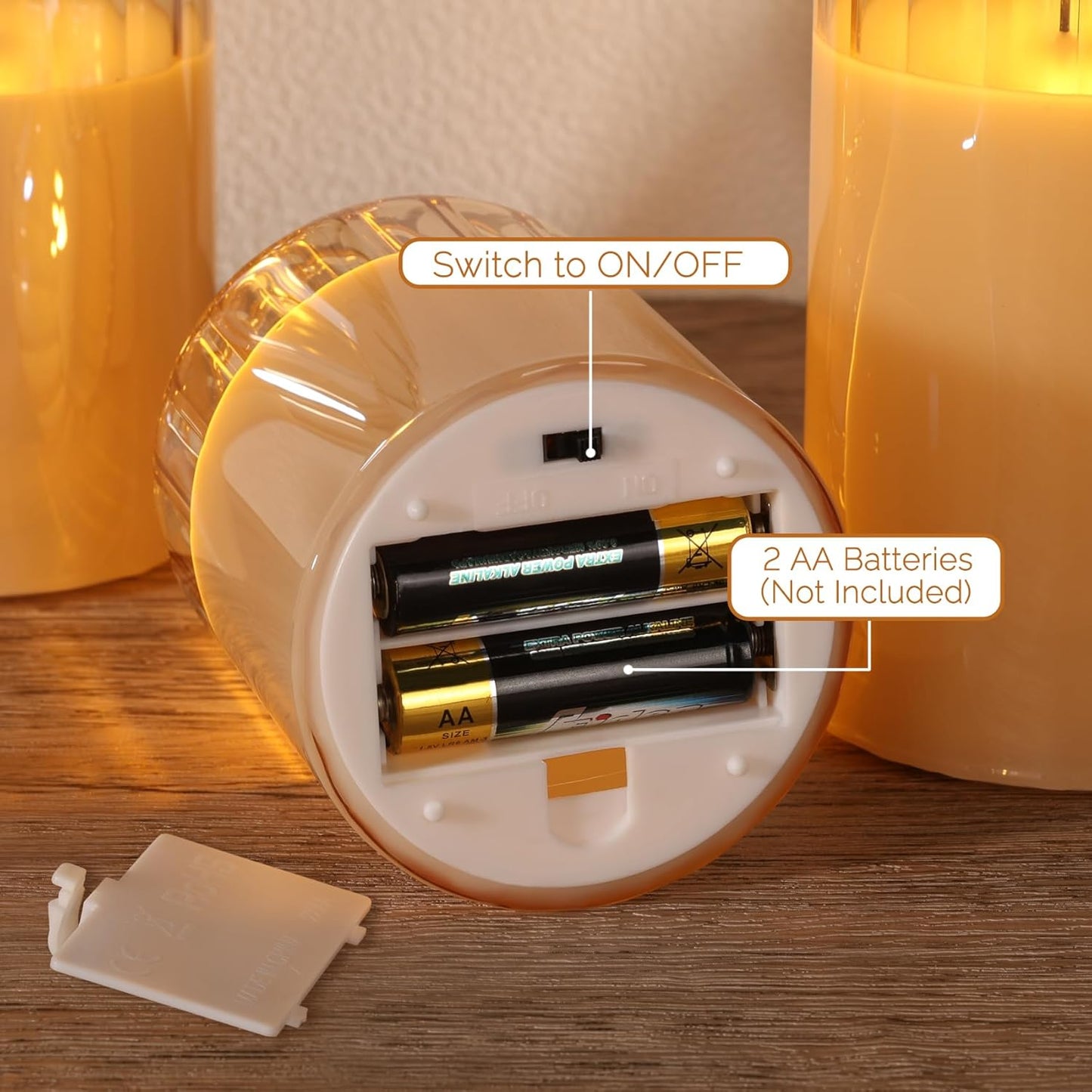 Grey Glass Flameless Pillar Candles with Remote, Flickering Battery LED Candles Table Decor Gift Set of 3