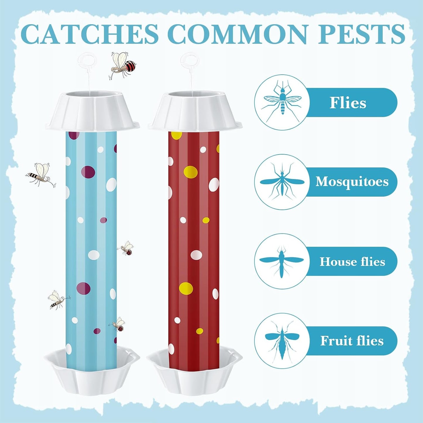 12 Pcs Sticky Fly Trap Fly Stick Indoor Outdoor Long Lasting Adhesive Fly Catcher with Hanging Hook for Wasps Gnats Bugs Insects Moths Fruit Flies Mosquitoes Spiders Fleas (White)