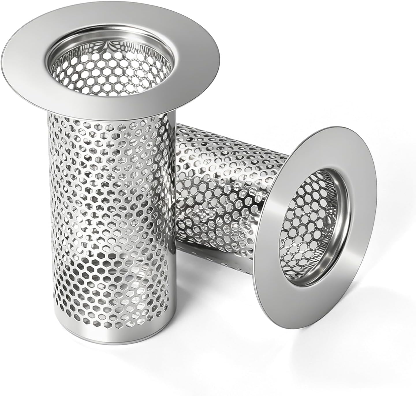 Bathroom Sink Drain Strainer, 304 Stainless Steel Hair Catcher for Bathtub Shower Floor Drain, Bathtub Drain Cover Strainer Basket Fit 1.1" to 1.97" Drain Hole (2PCS)